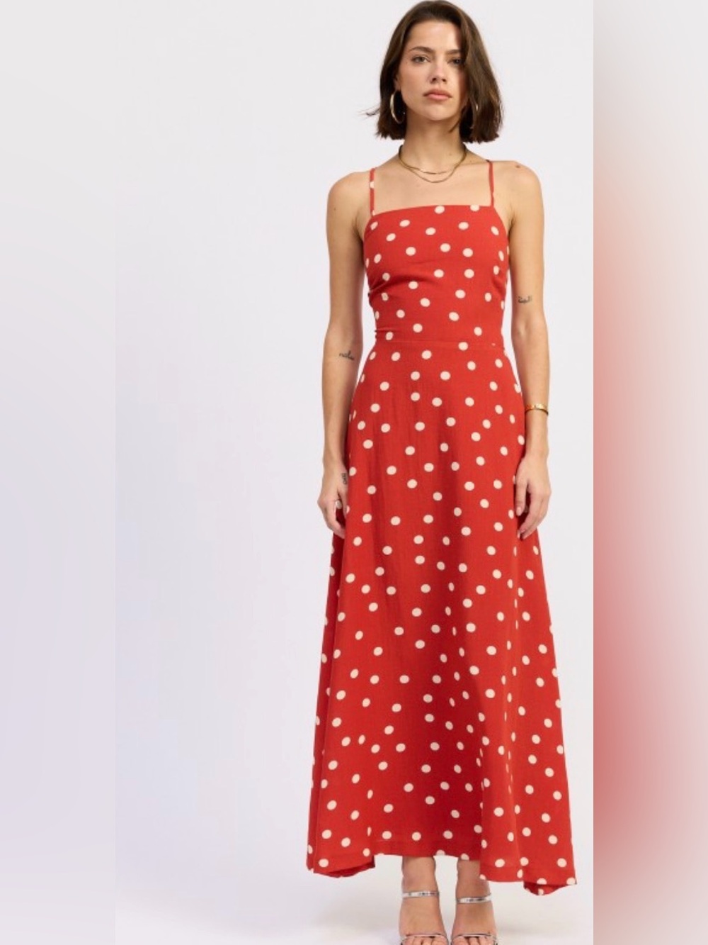 emory park Rust Red Polka Dot Maxi Dress with Ivory Spots - Picture 5 of 11